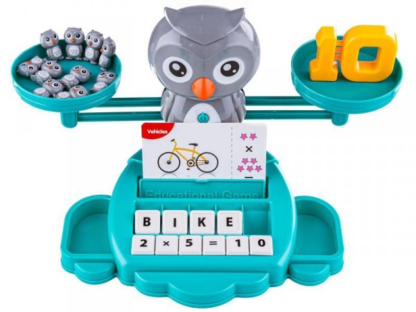 Gra Nauka Liczenia Oraz Angielskiego Fiszki - Równoważnia Waga Szalkowa Sówka Sowa - Owl Balance - DK