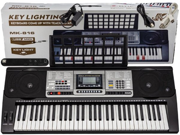 Keyboard Organy 61 Klawiszy Zasilacz MK-816 Z Funkcją Nauki Gry Przecena 13 - Meike