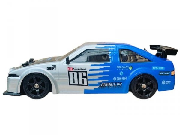 DUŻY Samochód Do Driftu Auto RC Drift 1:16 2,4 GHz PARA DYM Srebrna Toyota 4WD LED