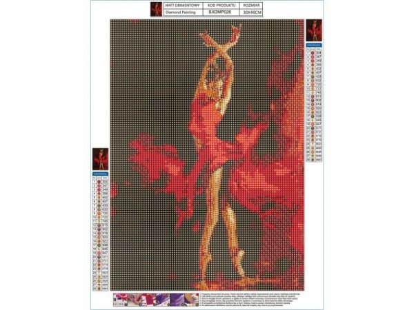 Haft Diamentowy, Obraz, Mozaika Diamentowa Diamond Painting, OGNISTY BALET 30x40cm - DK