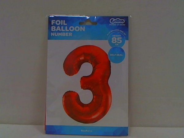 GODAN Balon foliowy Cyfra3 czerw 85cm BC-HCW3 20585