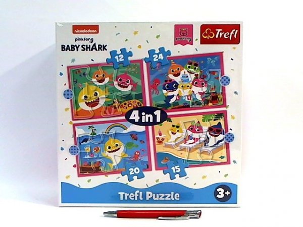 TREFL PUZZLE 4w1 Rodzina rekinów Baby Shark 34378