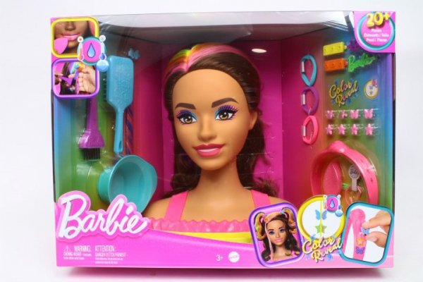 MATTEL Barbie głowa do styliz.neon brązowe włosy HMD80