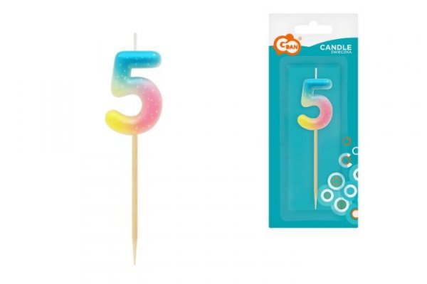 GODAN Świeczka piker Cyfra5 ombre pastel SF-POP5 73857