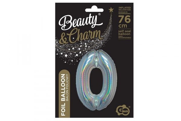 GODAN Balon foliowy B_C Cyfra0 hologr sreb CH-BHS0 44703