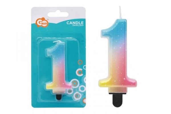 GODAN Świeczka Cyferka 1 ombre pastel 8cm SF-OPA1 74786