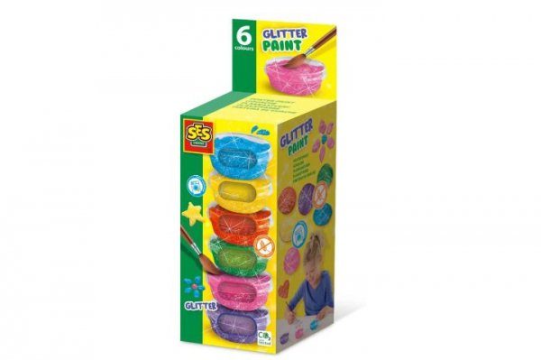SES CREATIVE SES Farby plakatowe z brokatem 6x45ml 00384 03845