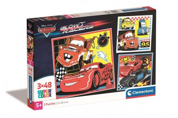 CLEMENTONI CLE puzzle 3x48 SuperKolor CarsGlowRacers 25309