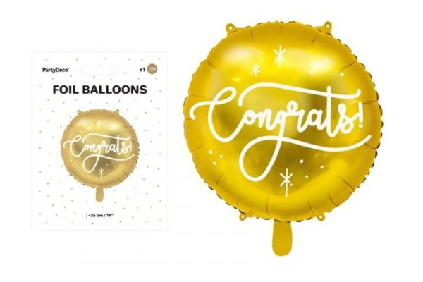 PARTYDECO Balon foliowy Congrats! 45cm złoty 75808