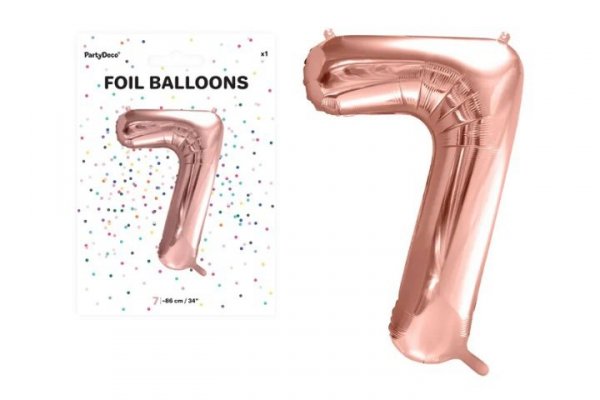 PARTYDECO Balon foliowy Cyfra 7 86cm róż.złoto 71413