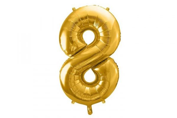 PARTYDECO Balon foliowy Cyfra 8 86cm złoty 36184