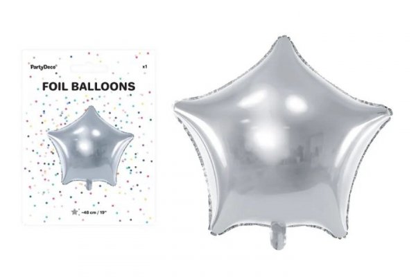 PARTYDECO Balon foliowy Gwiazdka 48cm srebrny 36405