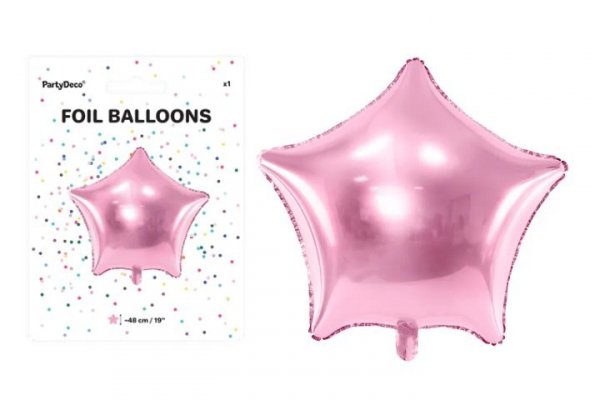 PARTYDECO Balon foliowy Gwiazdka 48cm j.róż 80279