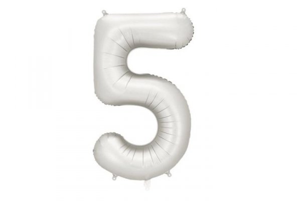 PARTYDECO Balon fol.Cyfra 5 86cm srebrny mat 82748