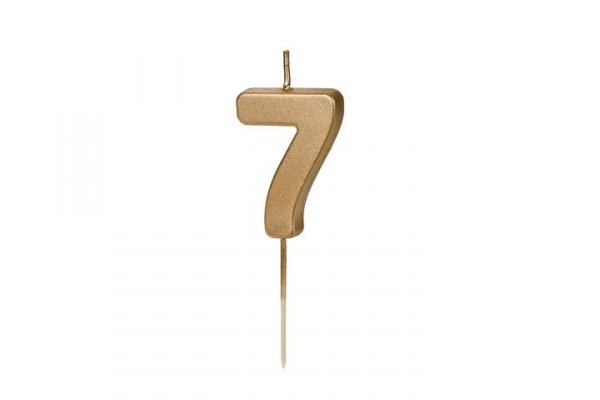 PARTYDECO Świeczka urodz.Cyferka 7 4,5cm złoty 32361