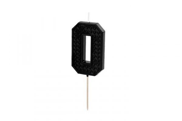 PARTYDECO Świeczka urodz.Cyferka 0 6cm czarny 31692