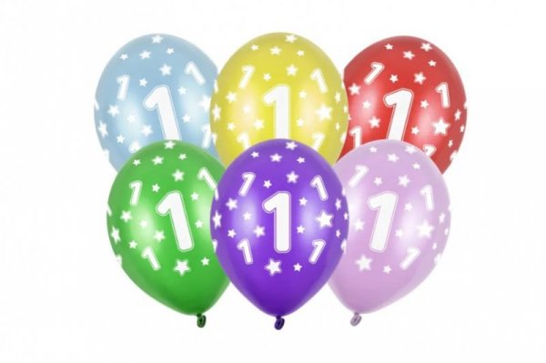PARTYDECO Balony 30cm 1st Birthday metallic mix A50 91794