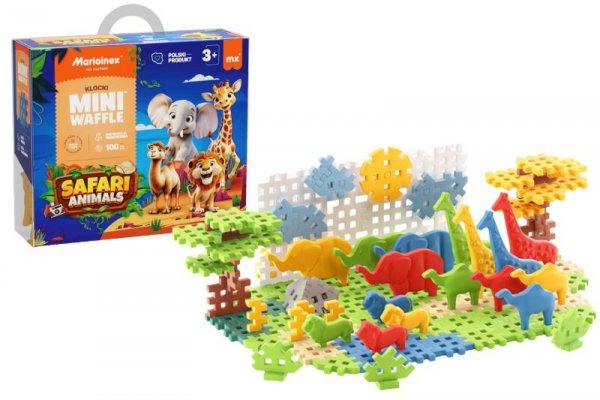 MARIOINEX Klocki wafle mini Animals Safari 100el 07108