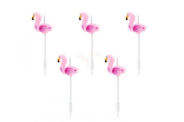 PARTYDECO Świeczki urodz.Flamingi 3cm 5szt/op 05836