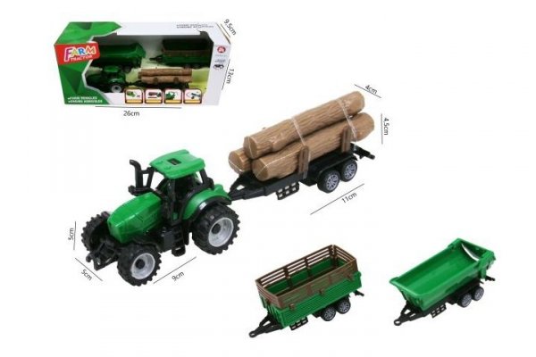 HIPO Traktor 3 przyczepy 18cm H13979 51780