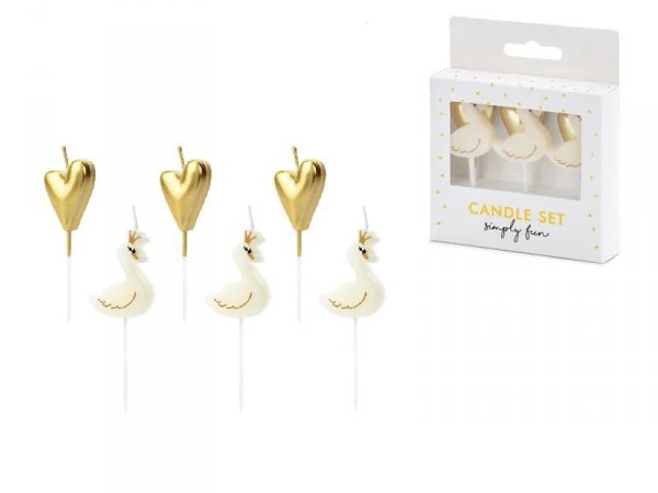 PARTYDECO Świeczki urodz.Lovely Swan mix 3,5-4cm A6 16535