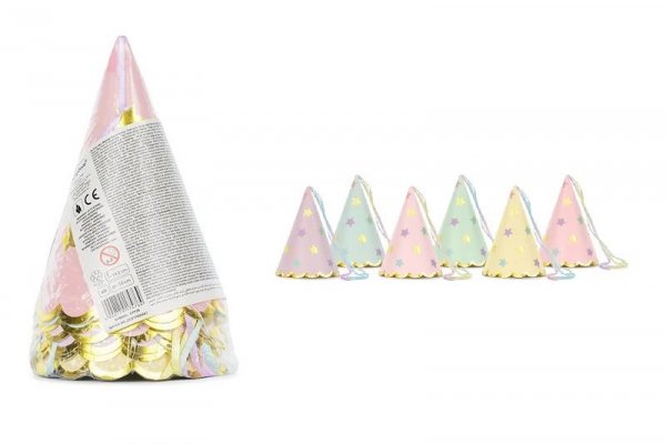 PARTYDECO Czapeczki Gwiazdki mix 14,5cm A6 CPP28 74764