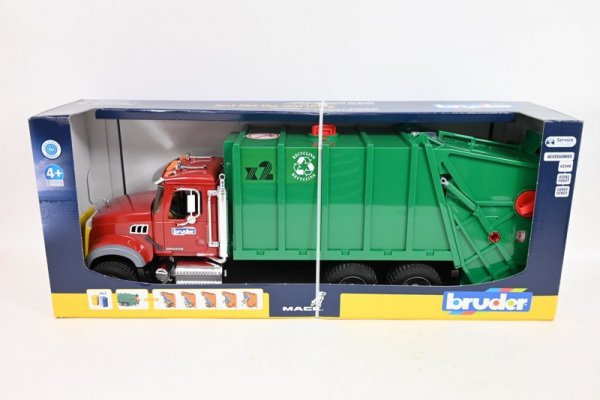 BRUDER - ATA BRUDER MACK śmieciarka(rubin-granat) 02812