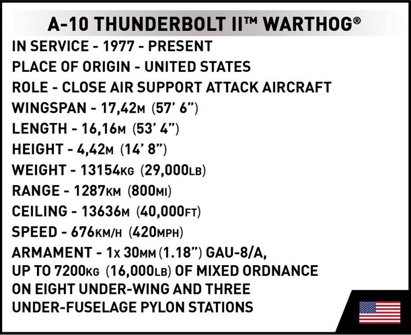 COBI A-10 THUNDERBOLT II WARTHOG 5837 8+