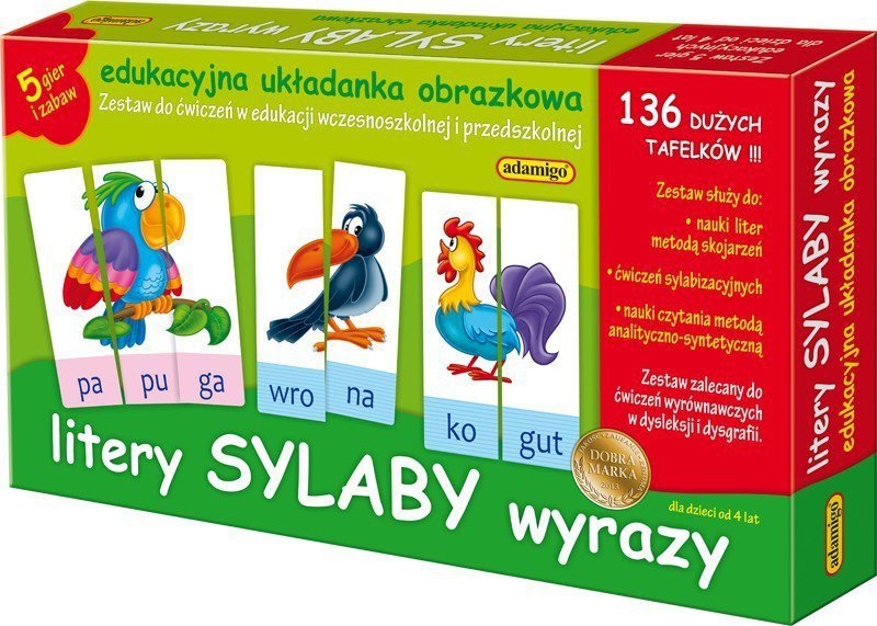 ADAMIGO ZESTAW EDUKACYJNY LITERY SYLABY 4+