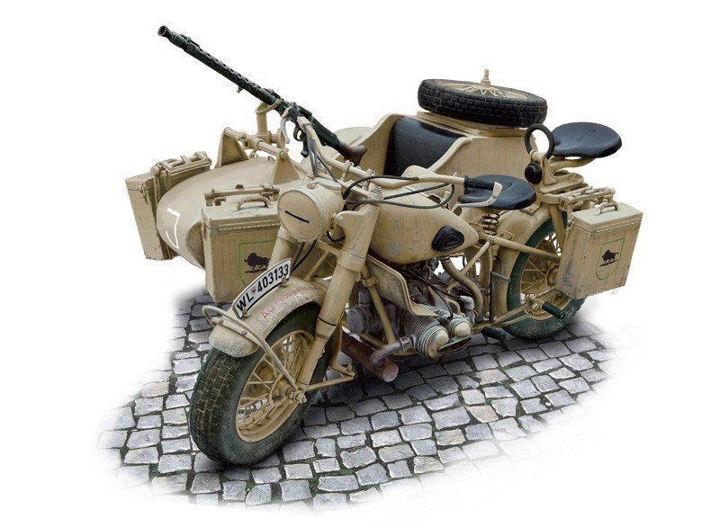 ITALERI GERMAN MILITARY MOTORCYCLE WITH SIDECAR 7403 SKALA 1:9