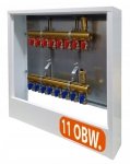 ROZDZIELACZ 11 OBWODÓW MOSIĘŻNY DO OGRZEWANIA SZAFKA ZAWORKI PEX ALUPEX 16mm