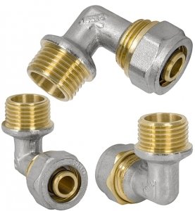 KOLANO KOLANKO NYPLOWE PEX ALUPEX SKRĘCANE 25 mm x 3/4'' GZ MOSIĄDZ