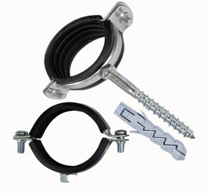 UCHWYT STALOWY Z GUMĄ POJEDYNCZY 4 OBEJMA DO RURY 108-116mm ŚRUBA KOŁEK