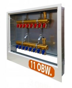 ROZDZIELACZ 11 OBWODÓW MOSIĘŻNY DO OGRZEWANIA SZAFKA ZAWORKI PEX ALUPEX 16mm