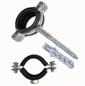 UCHWYT STALOWY Z GUMĄ POJEDYNCZY 3/4 OBEJMA DO RURY 25-30mm ŚRUBA + KOŁEK