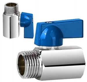 ZAWÓR ZAWOREK KUREK KULOWY MINI CHROM GZ / GZ 1/2 ODCINAJĄCY NIEBIESKI