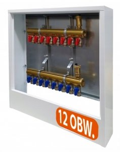 ROZDZIELACZ 12 OBWODÓW MOSIĘŻNY DO OGRZEWANIA SZAFKA ZAWORKI PEX ALUPEX 16mm