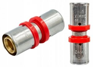 ZŁĄCZKA MUFKA RÓWNOPRZELOTOWA ZAPRASOWYWANA PEX ALUPEX PERT Ø 25x25 TYP U FZZ-003.25X25.ZŁ-2