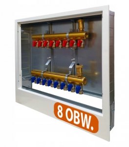 ROZDZIELACZ 8 OBWODÓW MOSIĘŻNY DO OGRZEWANIA SZAFKA ZAWORKI PEX ALUPEX 16mm