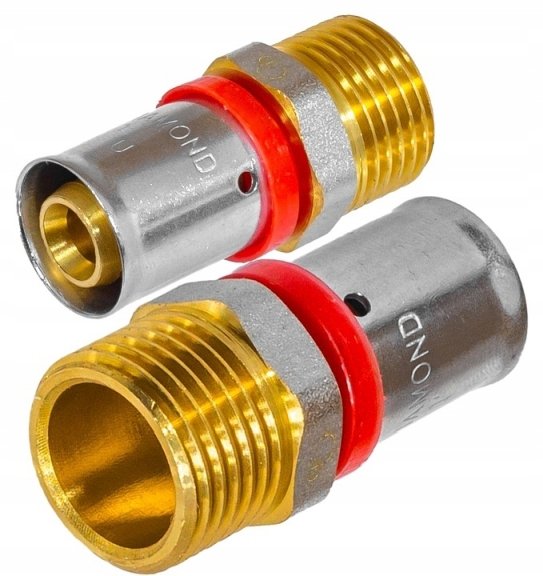 ZŁĄCZKA NYPLOWA ZAPRASOWYWANA PEX ALUPEX FI 25x3/4 GZ MOCNY MOSIĄDZ DIAMOND FZZ-001.3/4X25.ZŁ.CH