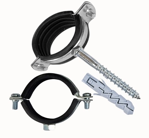 UCHWYT STALOWY Z GUMĄ POJEDYNCZY 4" OBEJMA DO RURY 108-116mm ŚRUBA KOŁEK
