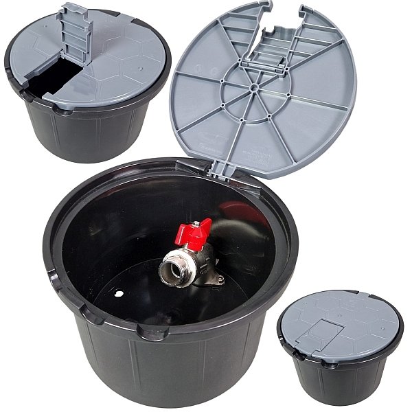 STUDZIENKA OUT SKRZYNKA POBORU WODY Z ZAWOREM KULOWYM 3/4 Z KLAPKĄ SZARA