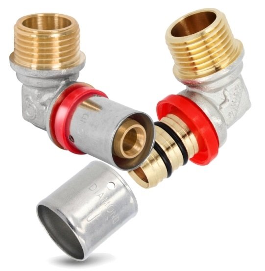 KOLANO NYPLOWE ZAPRASOWYWANE PEX ALUPEX FI 20x3/4 GZ DIAMOND FZZ-004.3/4X20.KOL-C