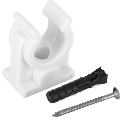 UCHWYT POJEDYNCZY PLASTIKOWY KLIPS DO MOCOWANIA RUR FI 22MM +KOŁEK BIAŁY
