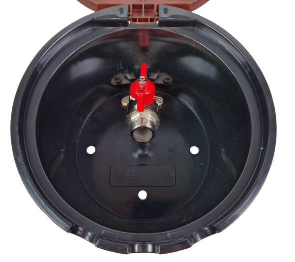 STUDZIENKA OUT SKRZYNKA POBORU WODY Z ZAWOREM KULOWYM 3/4 Z KLAPKĄ BRĄZOWA