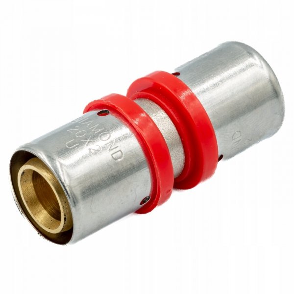 ZŁĄCZKA MUFKA RÓWNOPRZELOTOWA ZAPRASOWYWANA PEX ALUPEX PERT Ø 20x20 TYP U FZZ-003.20X20.ZŁ-2