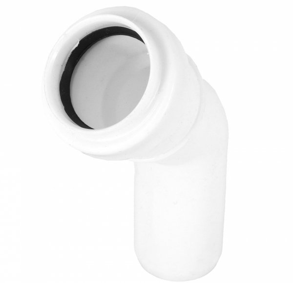 KOLANO KANALIZACYJNE PCV PP BIAŁE 32mm kąt 45° ODPŁYWOWE