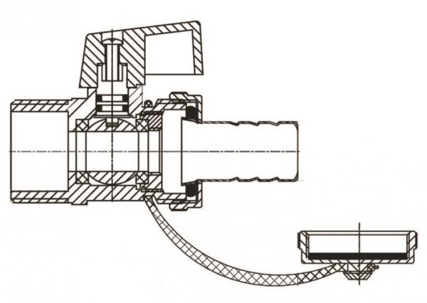 ZAWÓR KUREK KRANIK SPUSTOWY KULOWY 1/2&quot; ZE ZŁĄCZKĄ ART.810-15.MOT.