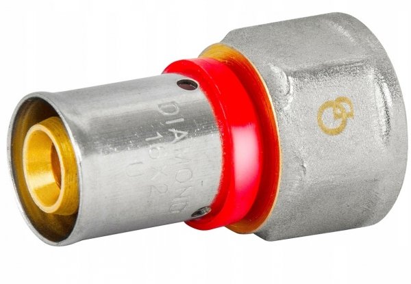 ZŁĄCZKA MUFOWA ZAPRASOWYWANA PEX ALUPEX FI 20x3/4 GW MOCNY MOSIĄDZ DIAMOND FZZ-002.3/4X20.ZŁ-DZ