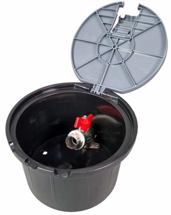 STUDZIENKA OUT SKRZYNKA POBORU WODY Z ZAWOREM KULOWYM 3/4 Z KLAPKĄ SZARA